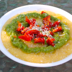 Pesto over polenta ~ a gluten free, dairy free dish for my Auntie