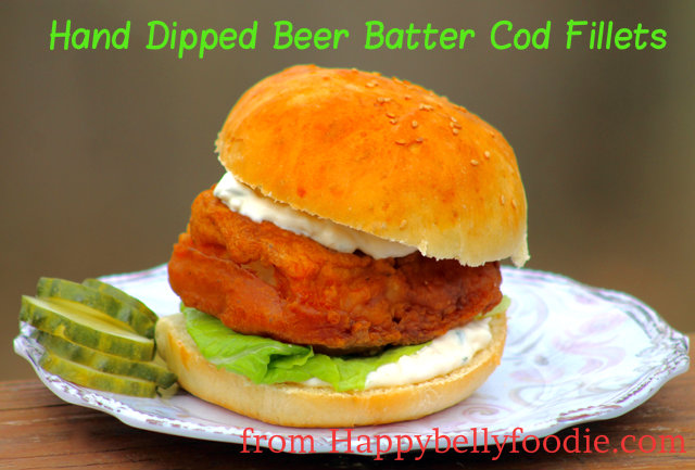 Hand Dipped Beer Batter Cod Fillets for the ultimate fish sandwich. from Happybellyfoodie.com