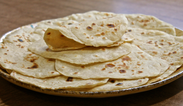 homemade flour tortillas using a pasta maker