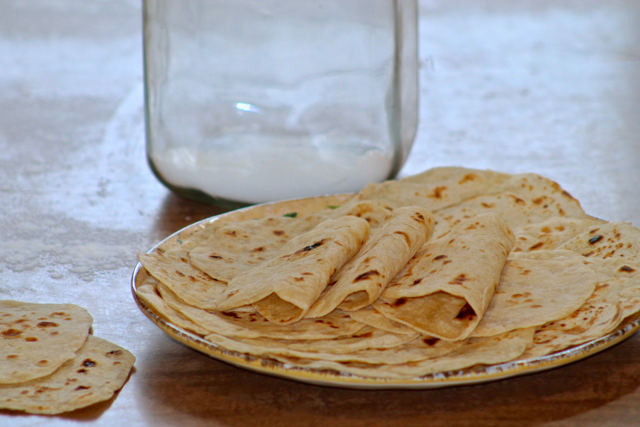 Homemade flour tortillas using a pasta maker