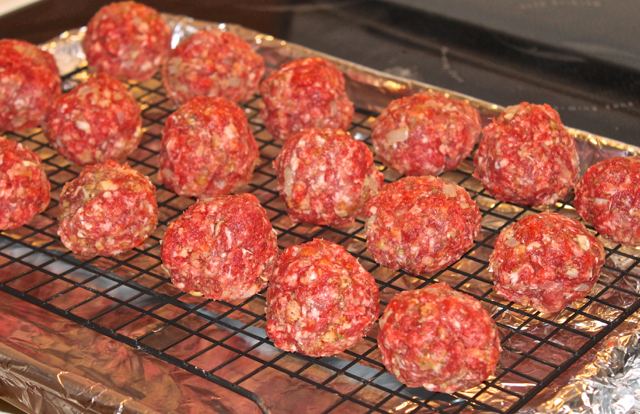 uncooked meatballs